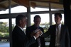 The three boys enjoy a whisky to help calm the nerves