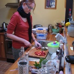 Lisa preparing the Pimms ingredients for the engagement party