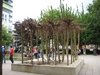 An odd upside down tree sculpture.