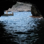 The tiny entrance to the blue cave.