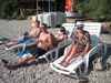 Lounging on one of the many pebbly beaches.