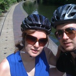 Getting used to our new bikes on the canels
