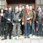Delete Christmas: Posing for a photo outside the office