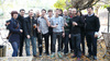 Delete Christmas: Posing for a photo outside the pub (the Albion)