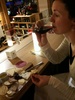 Wine and cheese at Selfridges wonder bar. Tasty splodgy cheese with pear!
