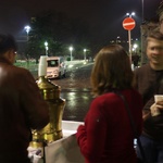 Trying some random milky cinnamon drink from a street vendor (I think it was Boza - a Fermented Bulgur Refreshment)