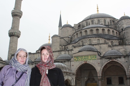 Preparing to enter the Blue Mosque