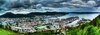 Panoramic of Bergen from on top of the cable car hill