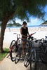 Locking up the bikes for a stroll