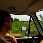 Driving up the Douro through the vineyards 
