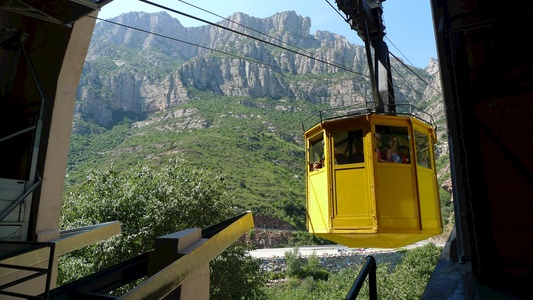 On the cable car ride up to Montserrat