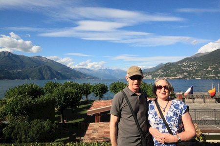 Mum & Dad looking out over Lake Como from Bellagio