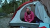 Gini enjoying the view from the tent