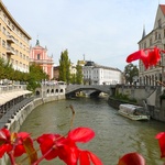 Ljubljana river running through the town