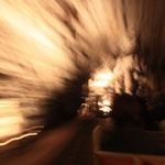 Train action in the caves, Slovenia