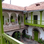 The inner courtyard of the Ninos Hostel I we stayed at in Cusco