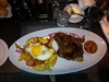 Tasty steak eggs and chips!