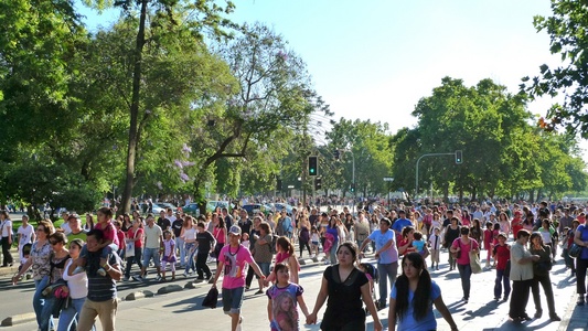 The hordes of people heading out to see the Christmas Parade