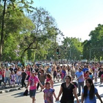 The hordes of people heading out to see the Christmas Parade