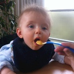 Alex, enjoying his spoon feeding