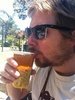 Enjoying a (badly translated) fried yam drink? at a pretty park with a view in Santiago, Chile. Fly home tonight!