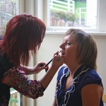 Lizzie and Becs preparing for the day