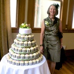 Trish with her magnificent cupcake creation
