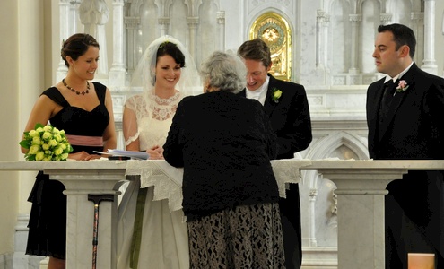 Signing the register to make it all official - Nat and Nige as witnesses