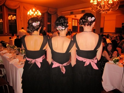 Three bridesmaids all in a row