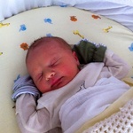 A typical pose after breaking out of the swaddle.