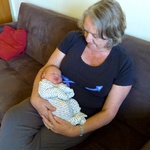 Nan holding sleeping beauty.