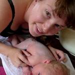 Tummy time after bath #2 - without the midwife this time.