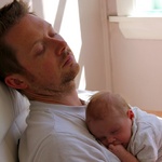 Sleepy time for daddy and Olive