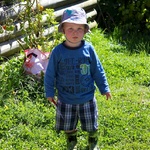 Mr Ben, busy gardening with a saw
