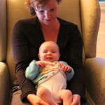 Olive wearing Gini's old baby outfit