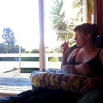 Relaxing in the sun with a cider after the long drive to Taupo