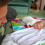 Tummy time with Dad ..