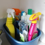 Cleaning products at the ready