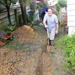 The trench drain gets dug