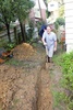 The trench drain gets dug