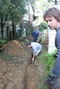 A great turn out for digging our drain to stop leaking water into the office and the start of the deck prep work!