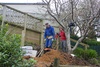 The stage is set as we get underway on the first task for the back yard - the second tier retaining wall. The posts are now in place!