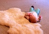 This morning Olive wiggled a 180 off the sheepskin to get a better look at the fire.