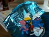 Smurfs have a baby! Yummy M&S chips gorgeous baby clothes and a French spot book for olive! Thanks Nan & Grandad!