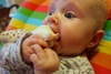 Sophie munching. Olive loves the texture of Sophie the giraffe, a present from Aunty Lauren and Uncle Paul.