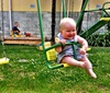 We met the new Thompson munchkin Liam and Olive had fun in Bens sand pit! Must get Olives sandpit finished...
