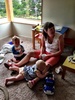 We met the new Thompson munchkin Liam and Olive had fun in Bens sand pit! Must get Olives sandpit finished...