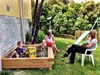 We met the new Thompson munchkin Liam and Olive had fun in Bens sand pit! Must get Olives sandpit finished...