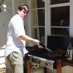 Marcus mans the BBQ