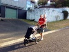 Andy with Ben and Liam, Tom with Olive troop into town to meet up with Nicky and Gini